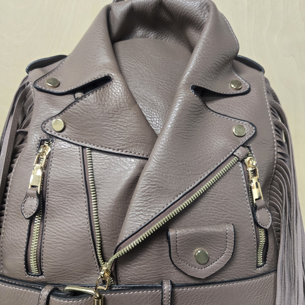 Stylish Taupe Leather Women's Backpack
